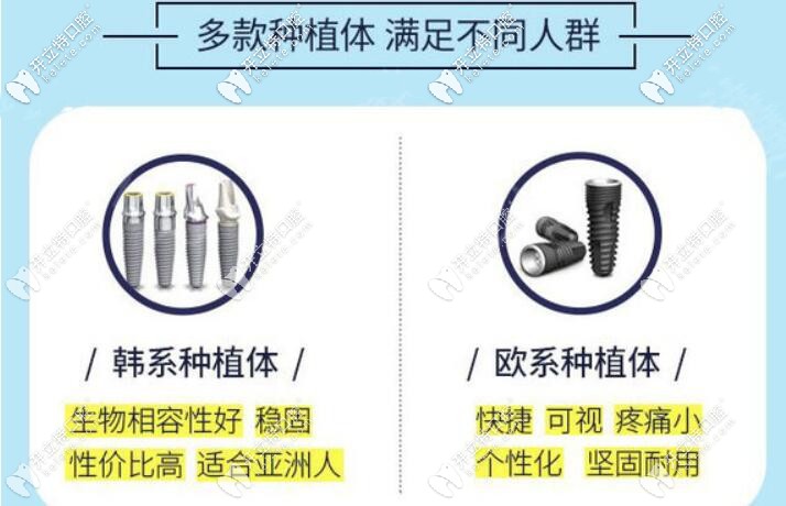 在三亞鼎點口腔種牙可選取不同植體