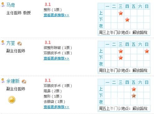 浙醫(yī)二院整形外科醫(yī)生坐診時(shí)間表